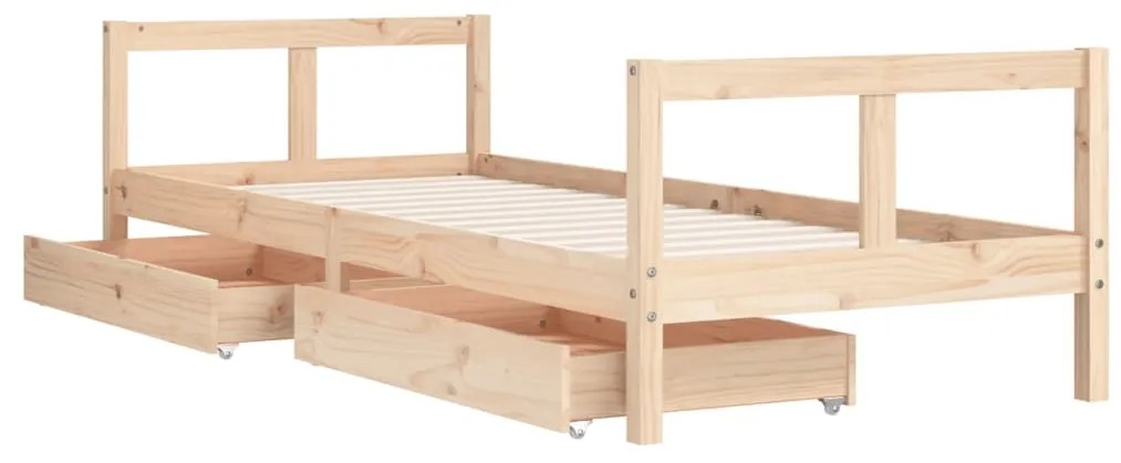 Giroletto bambini con cassetti 80x200 cm legno massello di pino