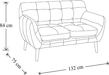 Divano in tessuto 132 cm patchwork blu LEVANTE 2 posti