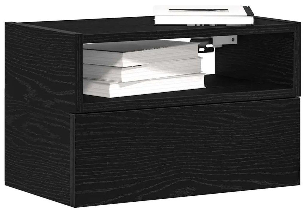 Comodini A Muro 2 Pz Nero 45x26x28,5 Cm /