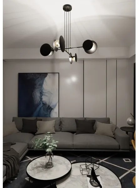 Lampadario a sospensione con filo IDEA 4xE27/15W/230V nero