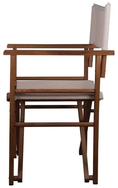 Sedia regista SET 2 PEZZI pieghevole in legno tessuto ecru finitura noce