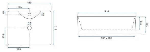 REA-U8196 - Lavabo da appoggio KELLY MINI 31x41 cm ceramica/bianco lucido