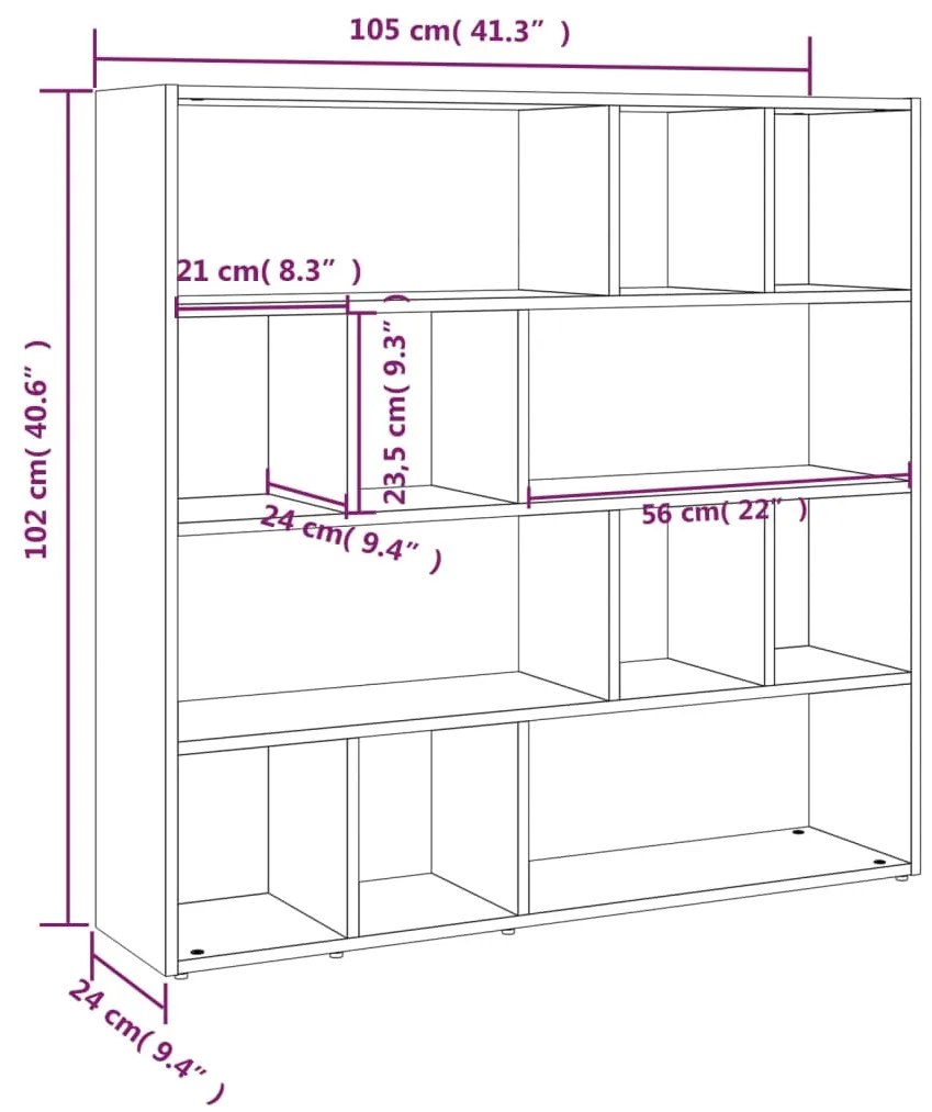 Libreria/Divisorio Nero 105x24x102 cm