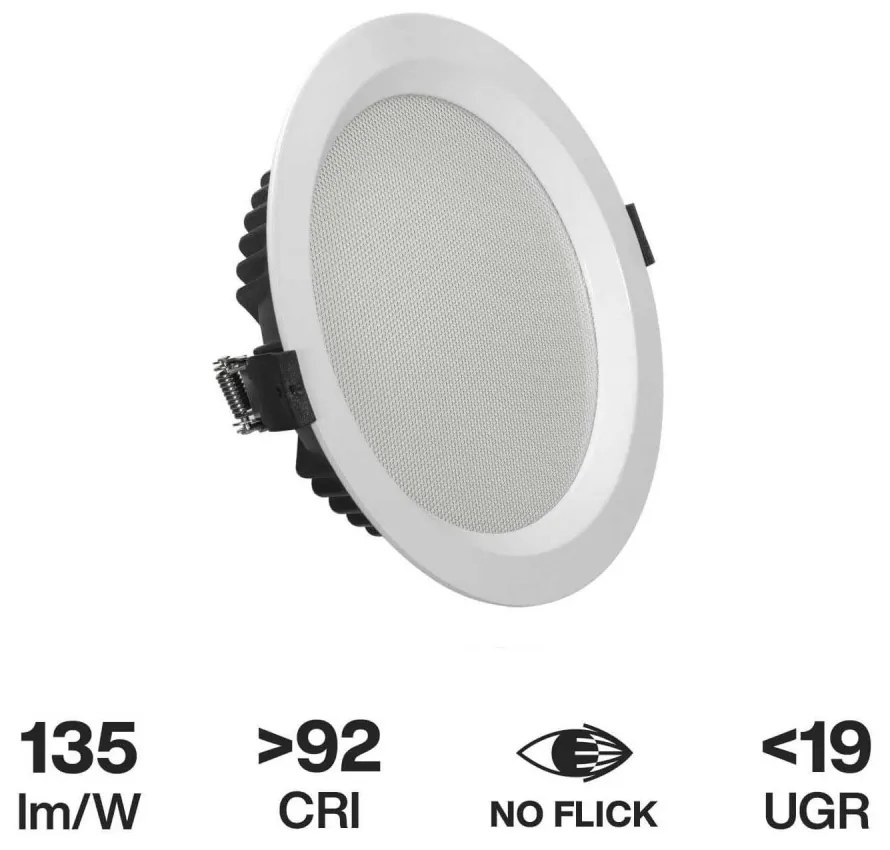 Faro LED da Incasso 32W, Foro Ø175mm con driver Philips CRI92 UGR19 Colore Bianco Caldo 2.700K