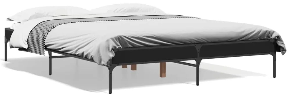Giroletto Nero 140x200 Cm İn Legno Multistrato E Metallo /