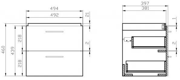 Cersanit S801-153-DSM - Mobile bagno sospeso con lavabo LARA COMO noce