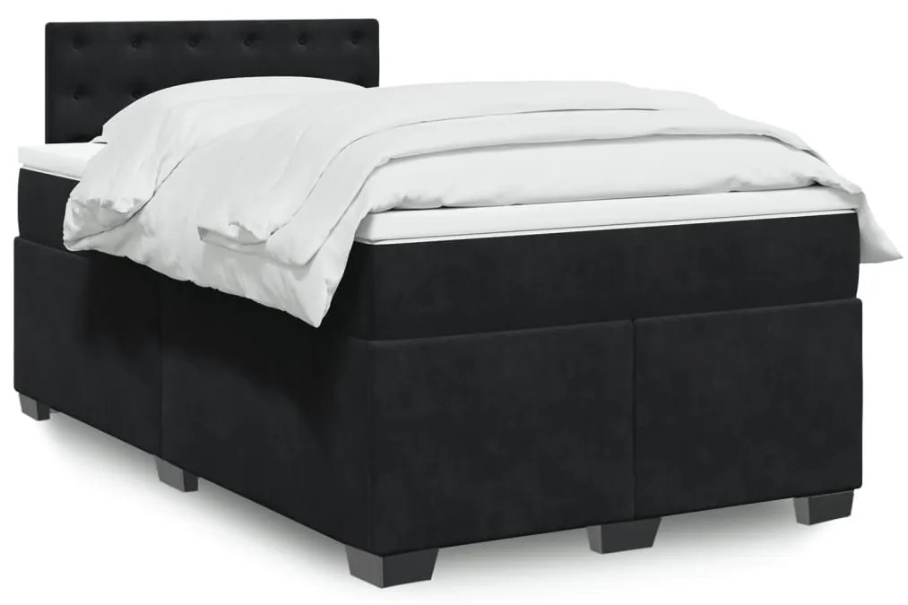 Giroletto A Molle Con Materasso Nero 120x200 Cm İn Velluto /