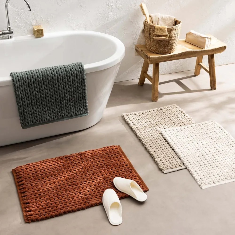 Tappetino per il bagno color crema 50x80 cm Ariel – douceur d'intérieur