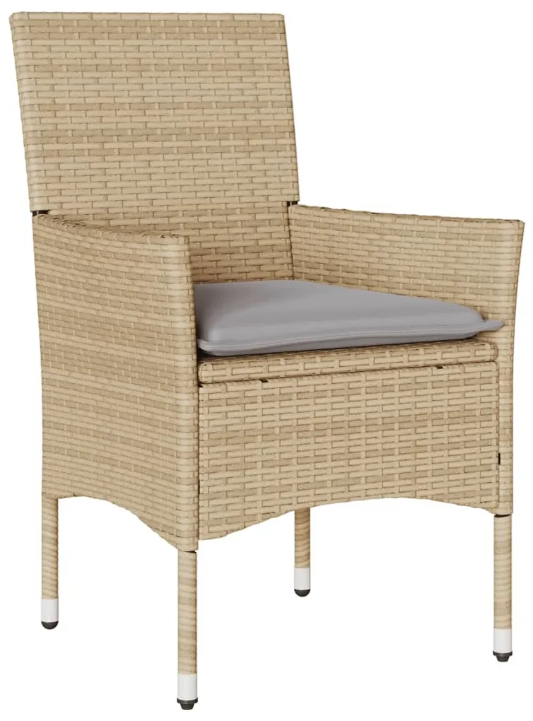 Set da pranzo da giardino 11 pz con cuscini polyrattan e vetro