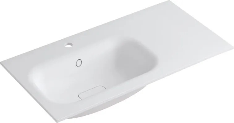 Lavabo a incasso rettangolare vasca a sinistra L 90.5 x H 15 x P 46 cm in resina bianco opaco