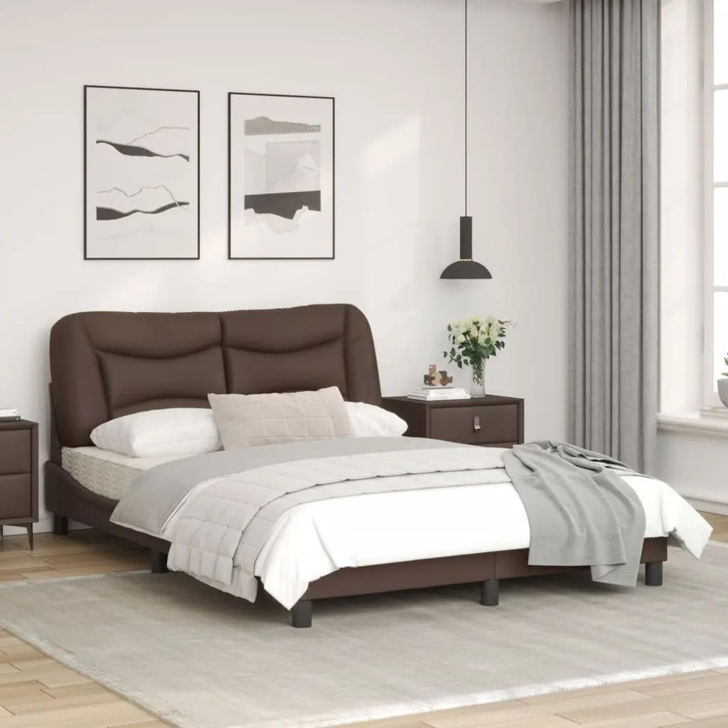 Giroletto con luci led marrone 140x200 cm in similpelle