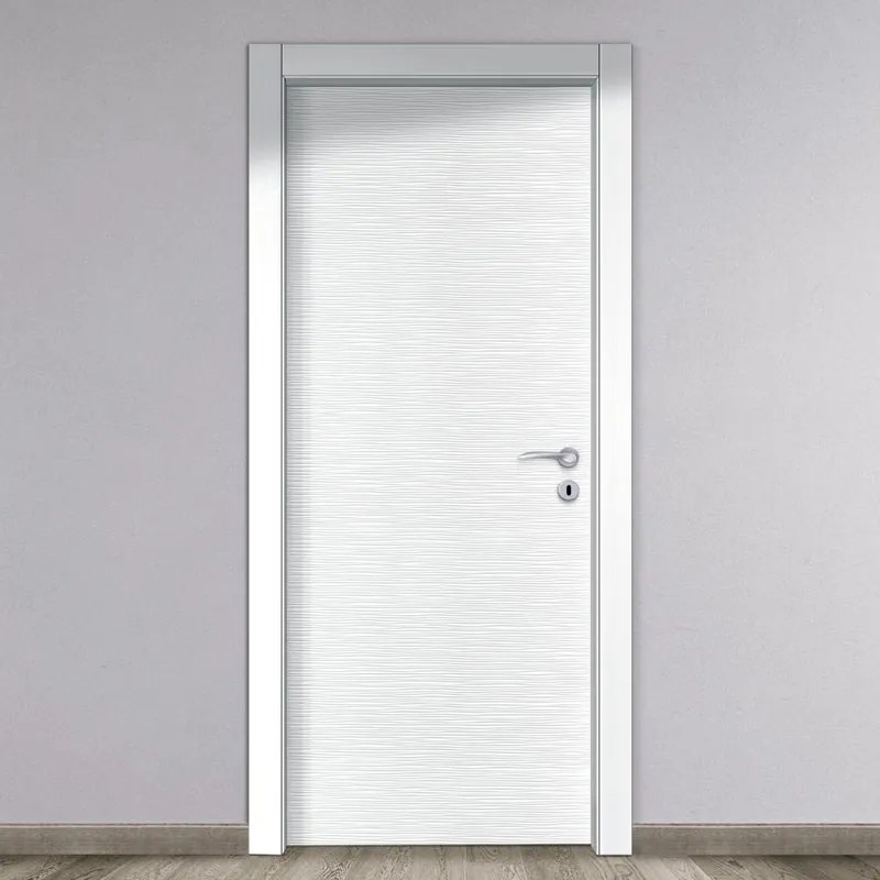 Porta interna a battente Louvre in MDF colore bianco, L 90 x H 210 cm, apertura a sinistra