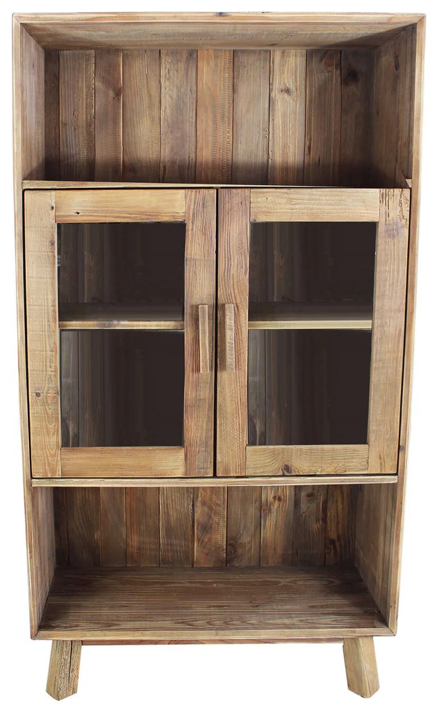 PINUS - credenza con vetrina in pino riciclato