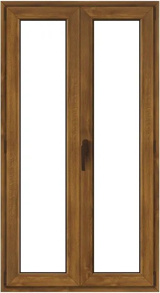 Finestra in PVC effetto legno rovere dorato L 120 x H 220 cm, 2 ante apertura a destra