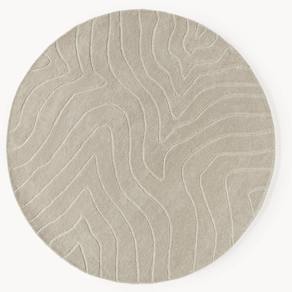 Tappeto rotondo in lana fatto a mano Aaron