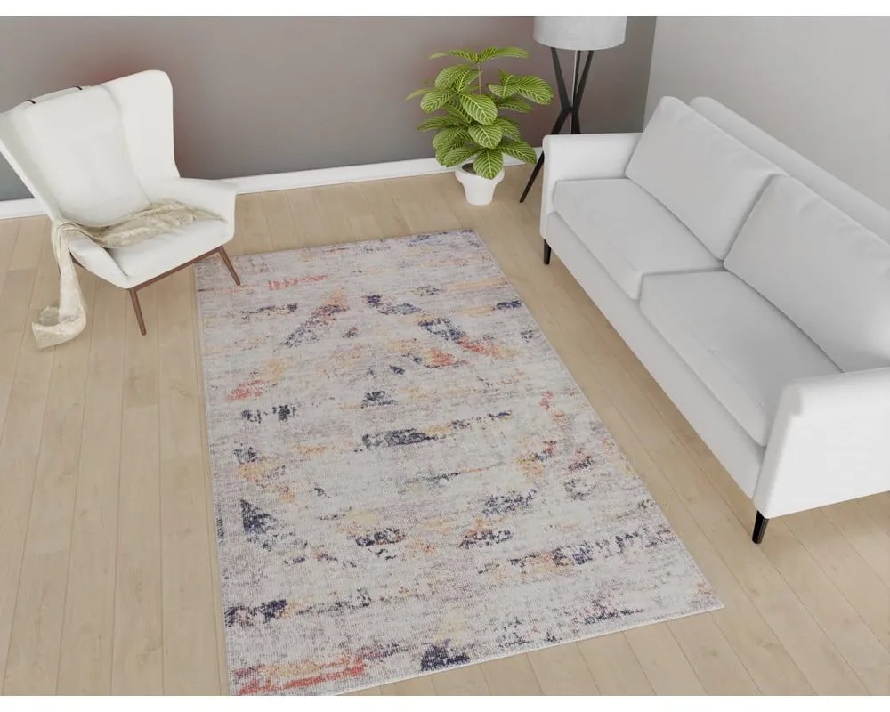 Tappeto lavabile bianco e beige 200x80 cm - Vitaus