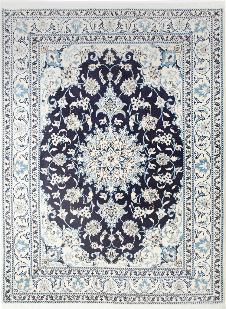 Nain Tappeto persiano 150x200 Blu (Iran) Annodato A Mano