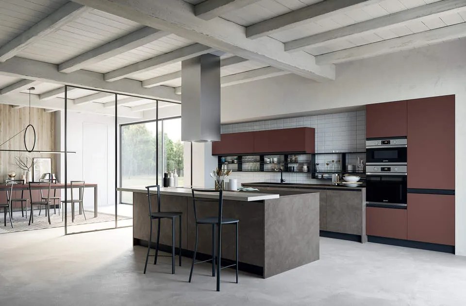 Cucina Moderna Icon Swing con isola snack modulare