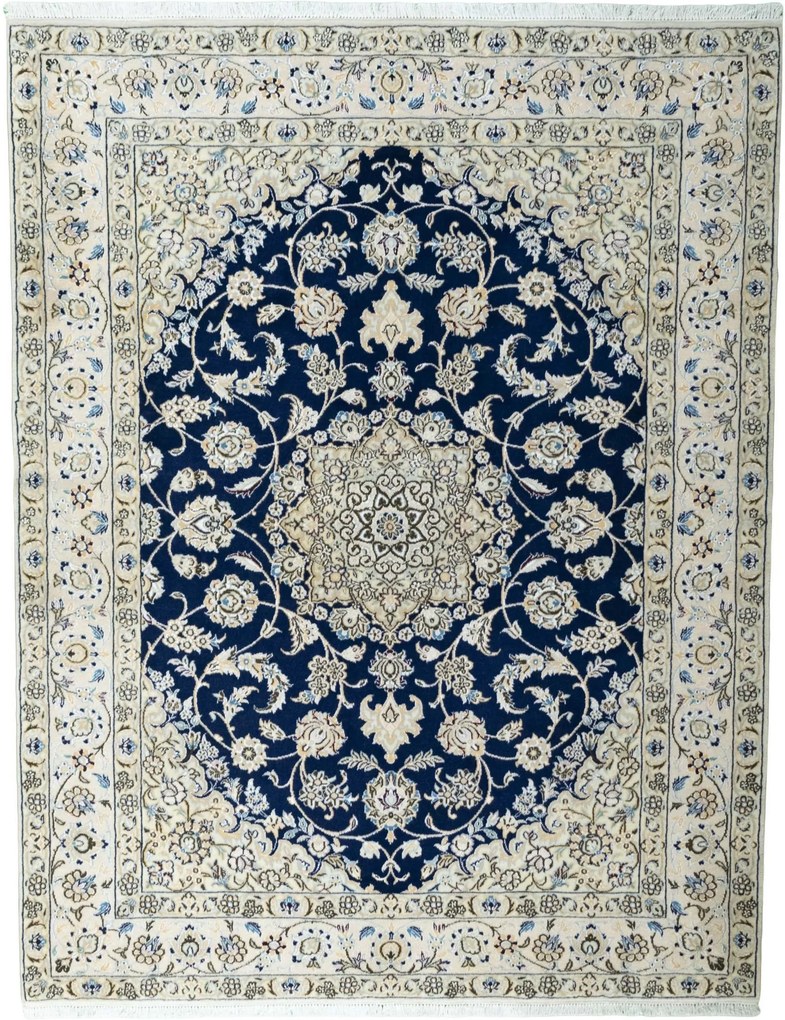 Nain Tappeto persiano 160x210 Blu (Iran) Annodato A Mano