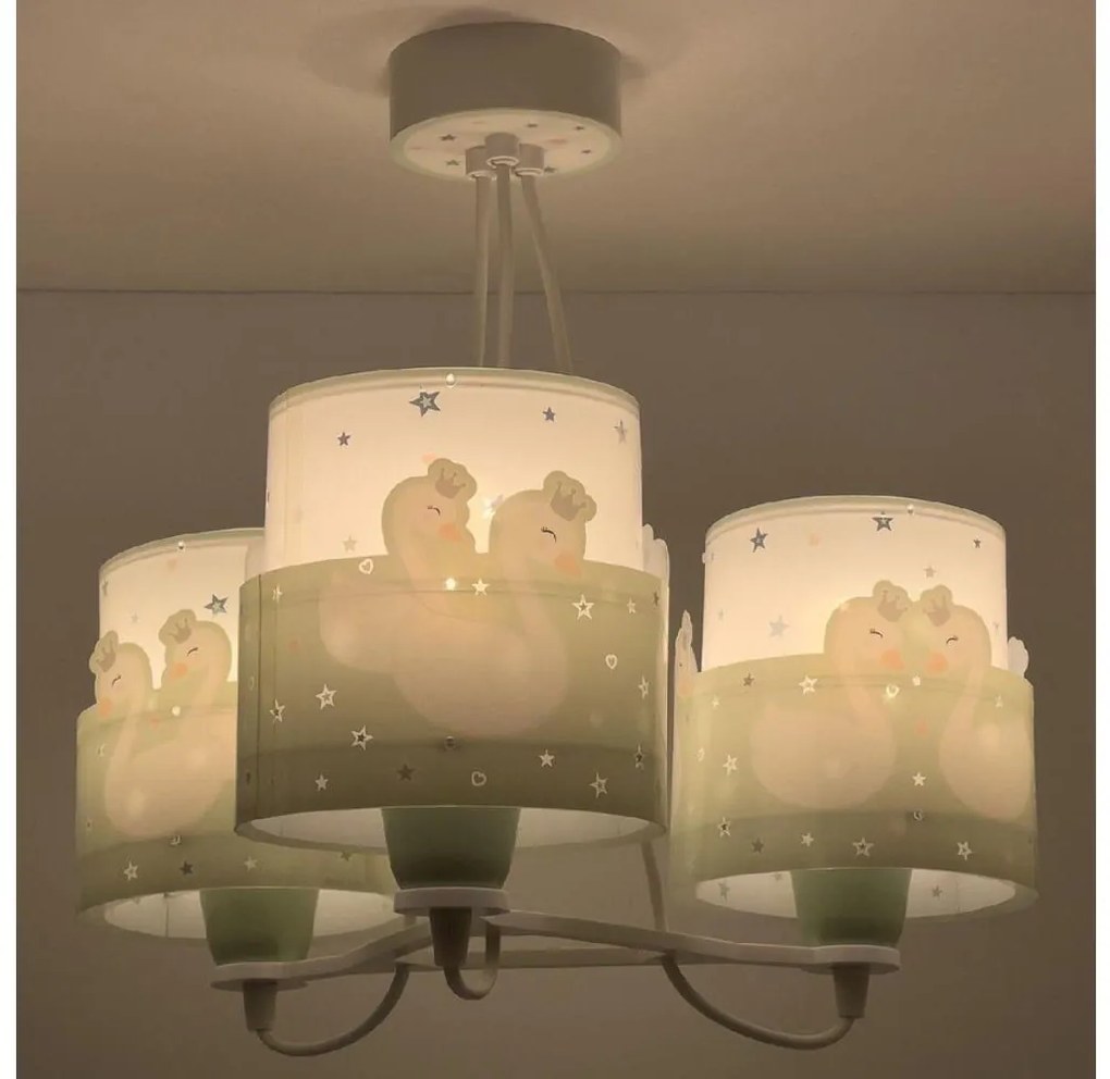 Dalber 61717H - Lampadario per bambini SWEET LOVE 3xE27/60W/230V verde