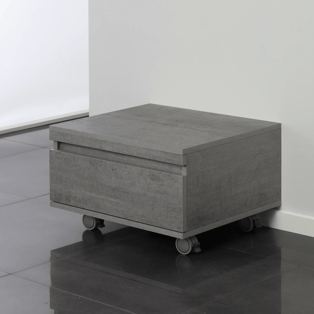 Cassettiera Bagno a Terra/Sospesa 58 Cm Un Cassetto Feridras "Shelf 120" Cemento