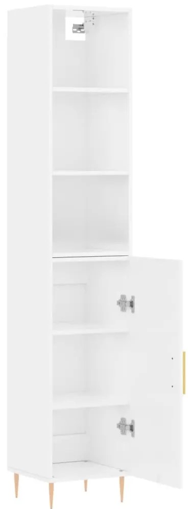 Credenza 34,5x34x180 cm in Legno Multistrato Bianco Lucido