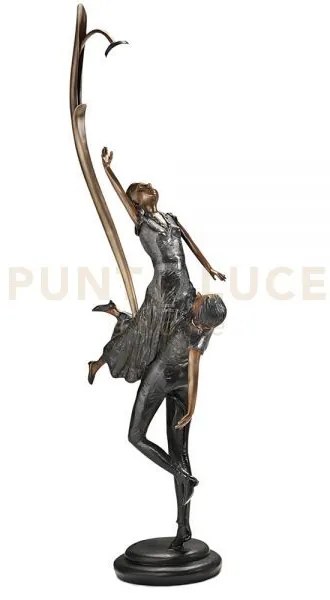 Statua in bronzo coppia di ballerini bronze 90cm d.28cm base in marmo