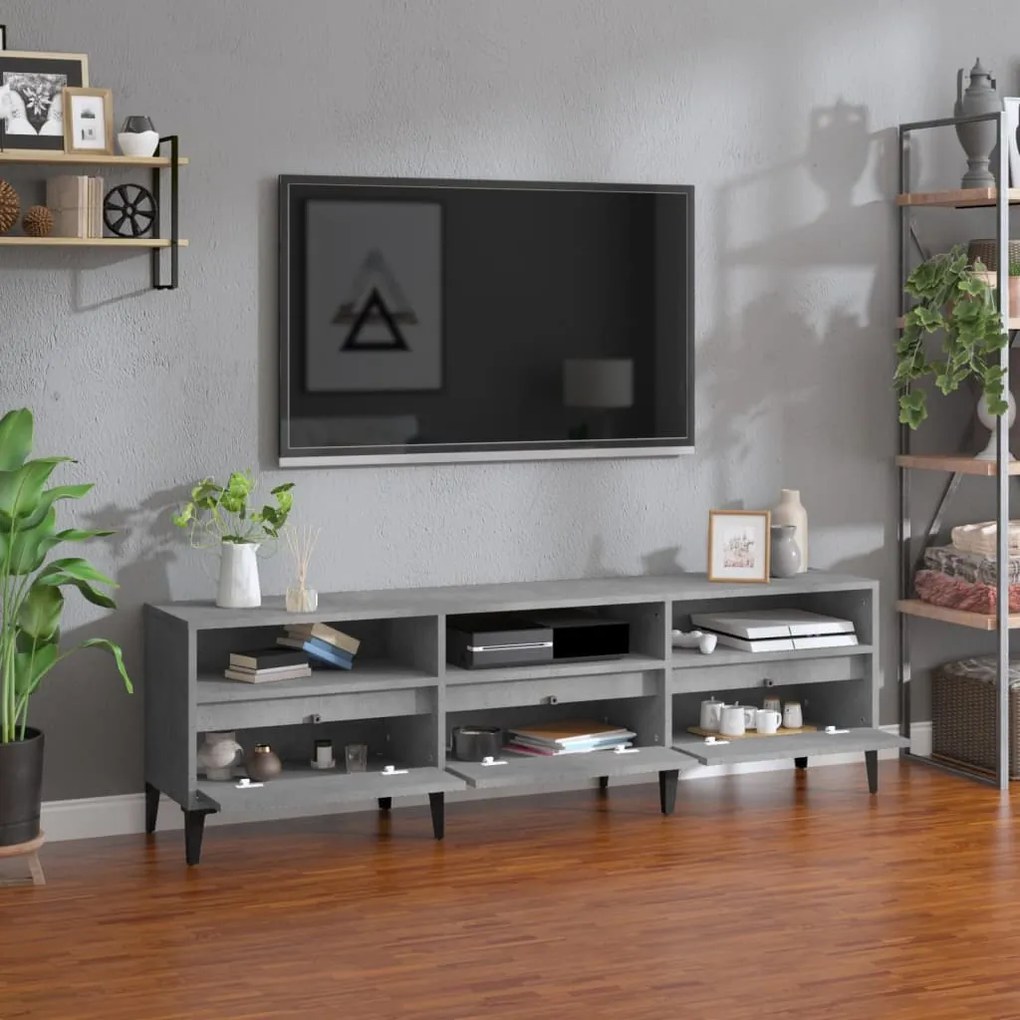 Mobile tv grigio cemento 150x30x44,5 cm legno multistrato