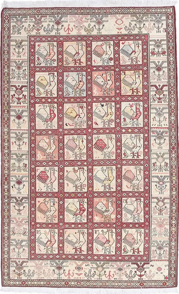 Kilim Tappeto 210x130 Beige (Iran) Annodato A Mano
