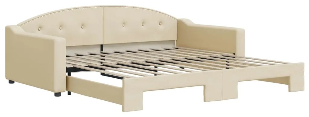 Divano letto con letto estraibile crema 100x200 cm in tessuto