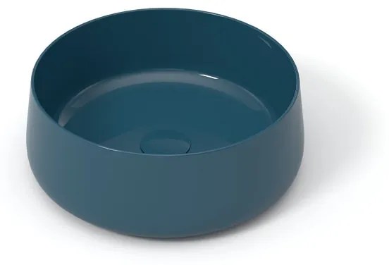 Lavabo da appoggio tondo in ceramica blu