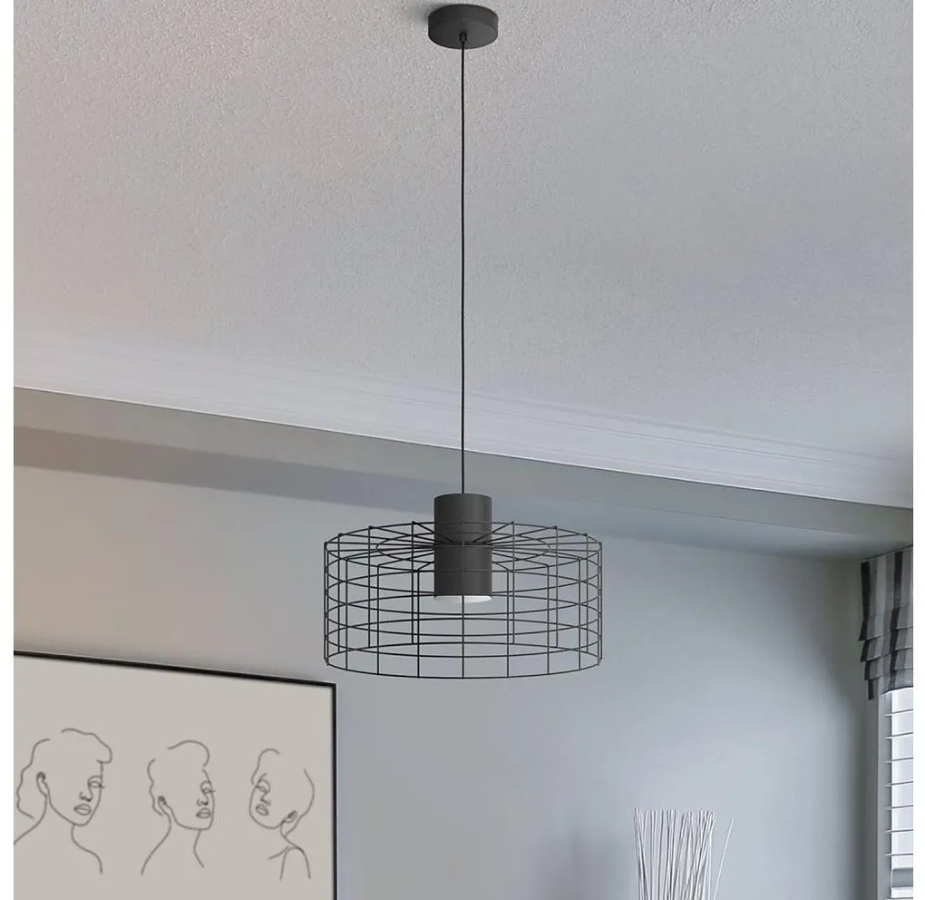 Eglo 43628 - Lampadario su corda MILLIGAN 1xE27/40W/230V d. 48 cm nero