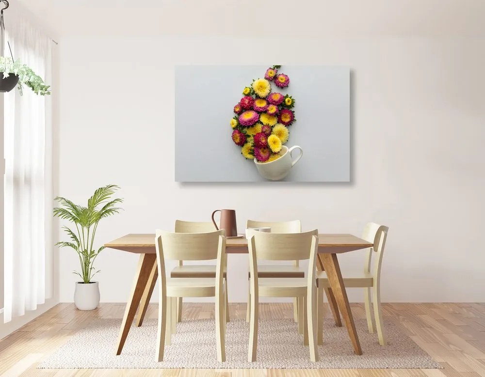 Quadro su tela – Tazza piena di fiori