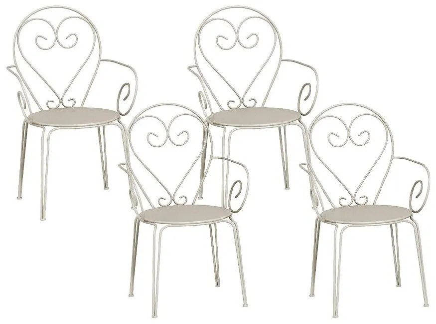 Poltrona da giardino impilabile in Metallo Beige Stile ferro battuto - Lotto di 4 - GUERMANTES