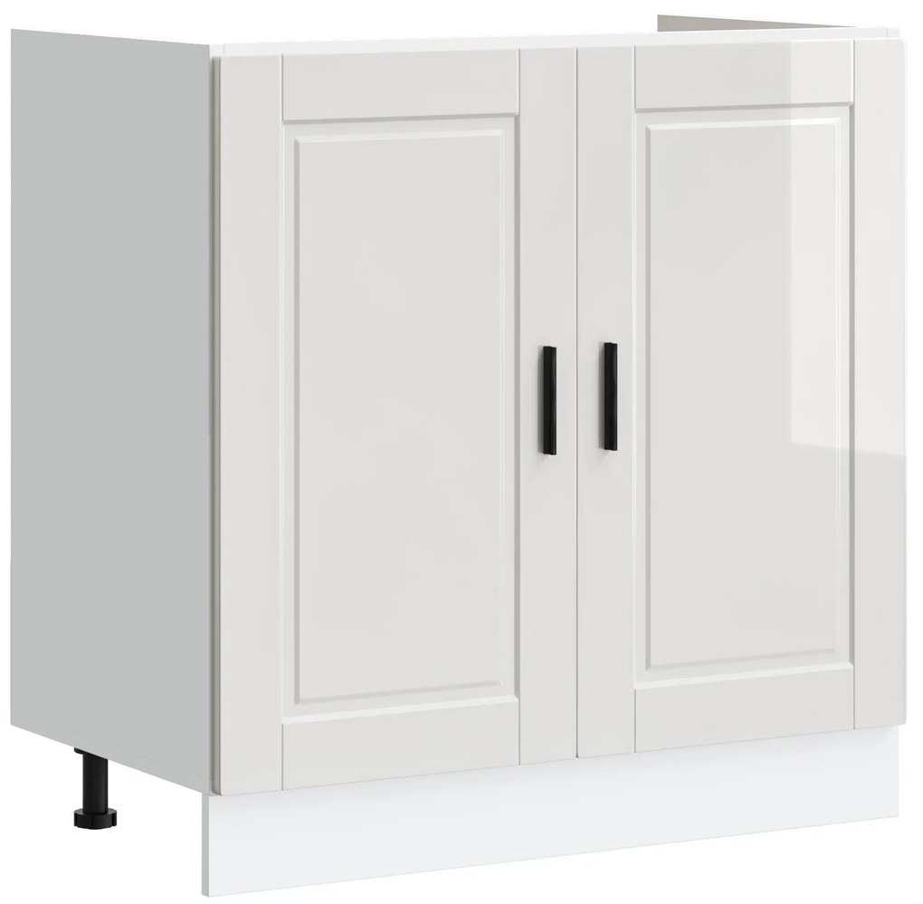 Mobile sottolavello ""porto"" con lavabo alta lucentezza bianco 80x46x84,5 cm legno ingegnerizzato