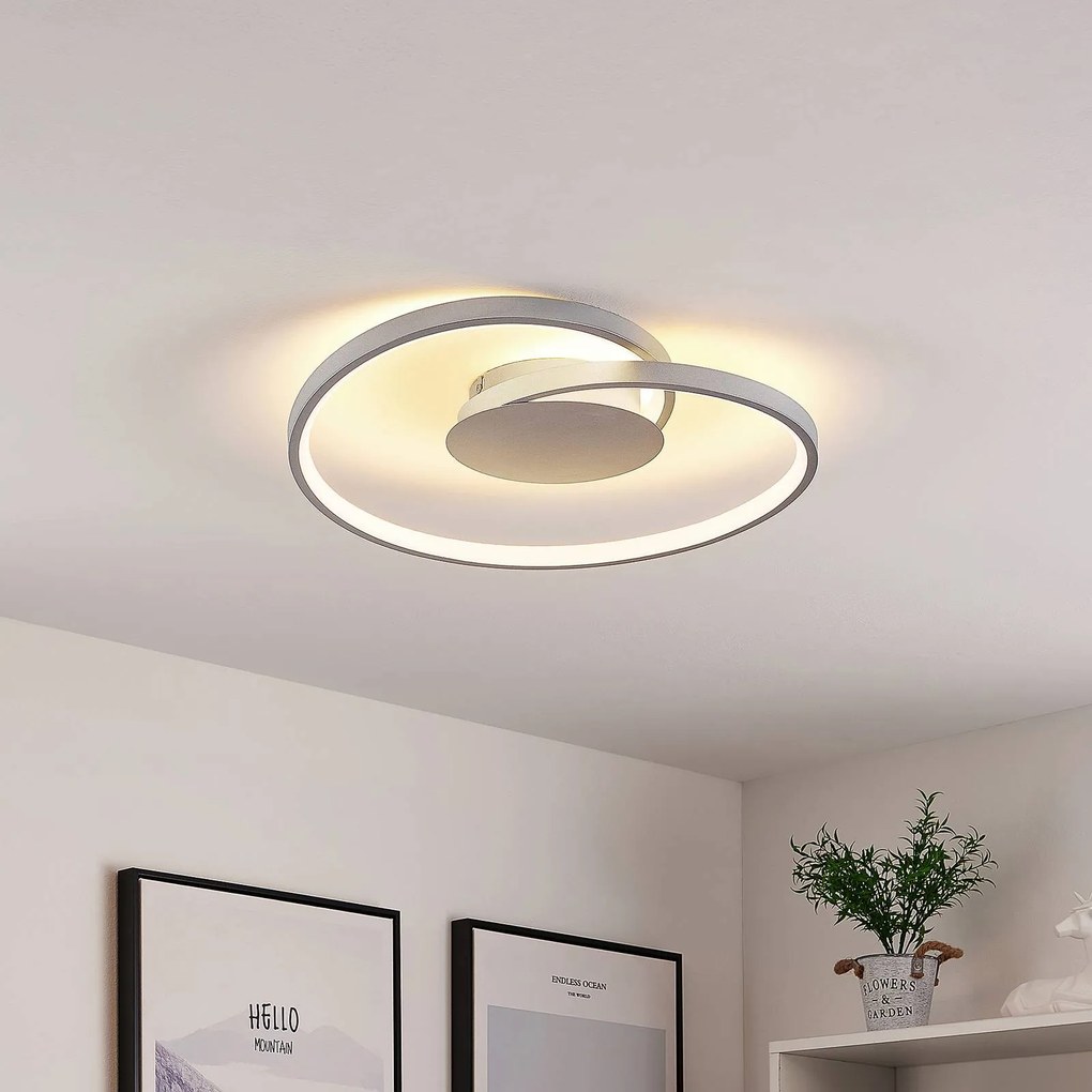 Plafoniera a LED Enesa Lucande, dimmerabile, Alluminio / Grigio / Zincato, Camera da letto, Metallo, Moderno, Plafoniera LED