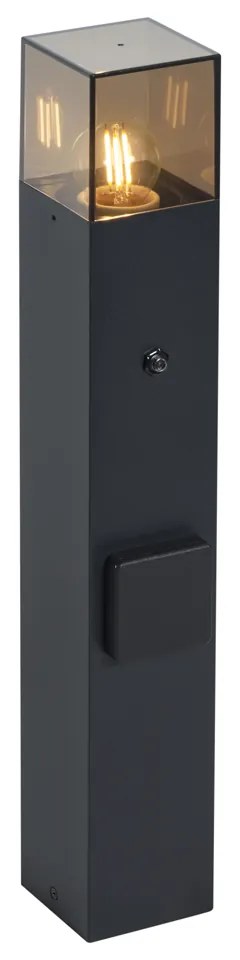 Lampada da esterno moderna nera con vetro fumé 50 cm con sensore crepuscolare IP44 - Denmark