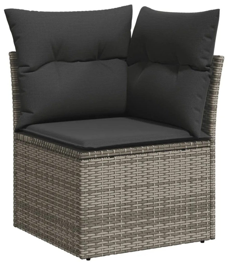 Set divani da giardino 7 pz con cuscini grigio in polyrattan