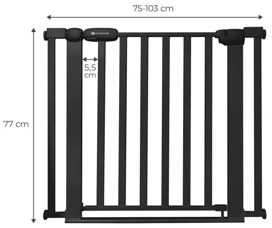 KINDERKRAFT - Barriera di sicurezza LOCK&amp;GO 75-103 cm nero