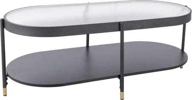 Tavolino da caffè Laguna B in vetro trasparente/nero - L110 cm