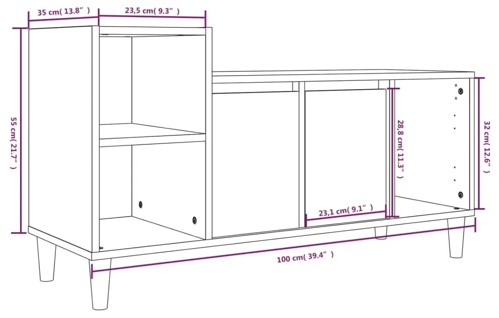 Mobile per TV Rovere Sonoma 100x35x55 cm Legno Multistrato