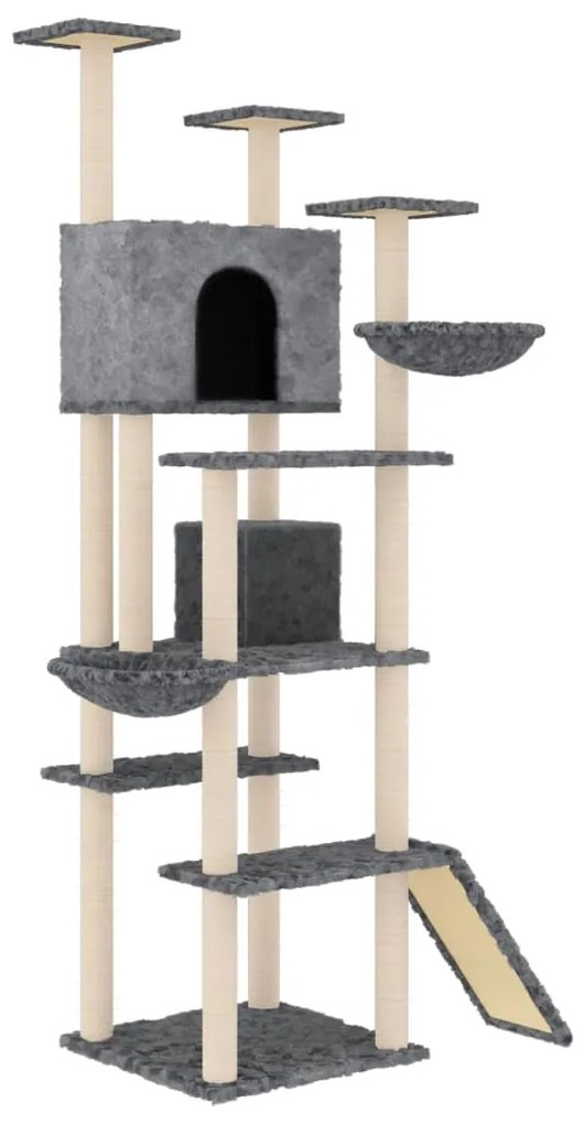 Albero per gatti con tiragraffi in sisal grigio scuro 191 cm