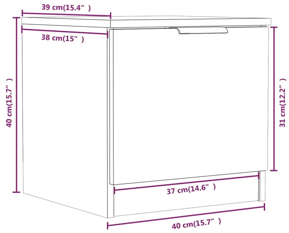 Comodini 2pz Rovere Fumo 40x39x40 cm