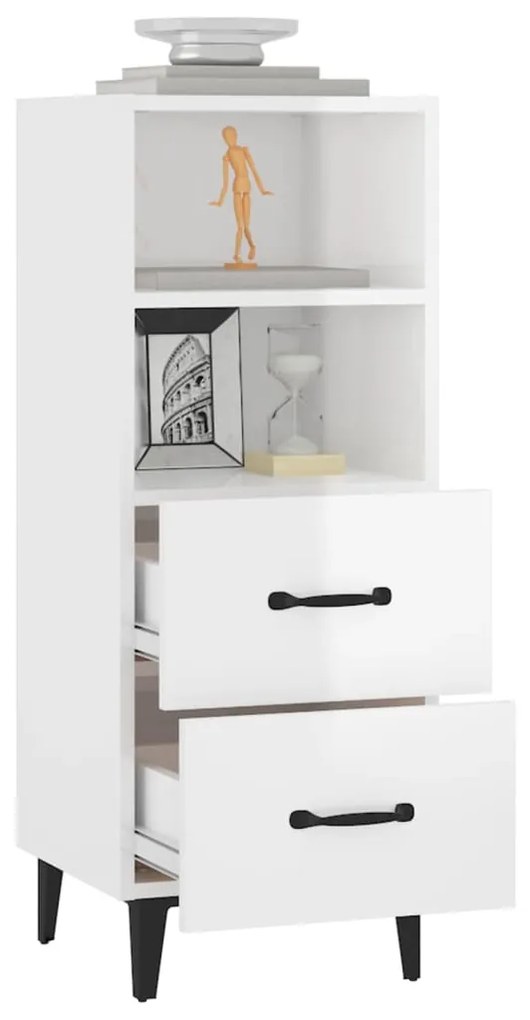 Credenza 34,5x34x90 cm in legno multistrato bianco lucido