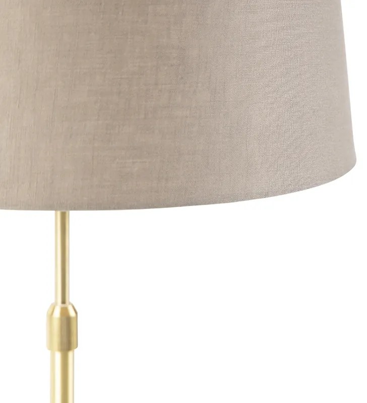 Lampada da tavolo oro/ottone con paralume in lino color tortora 35 cm - Parte
