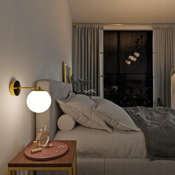 Lampada da parete 1xE27/40W/230V oro/bianco