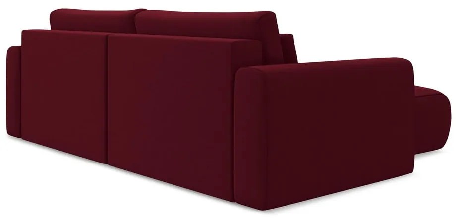 Divano angolare burgundy allungabile/con contenitore (con penisola a sinistra/con chaise lounge) con rivestimento in velluto Kapua – Makamii