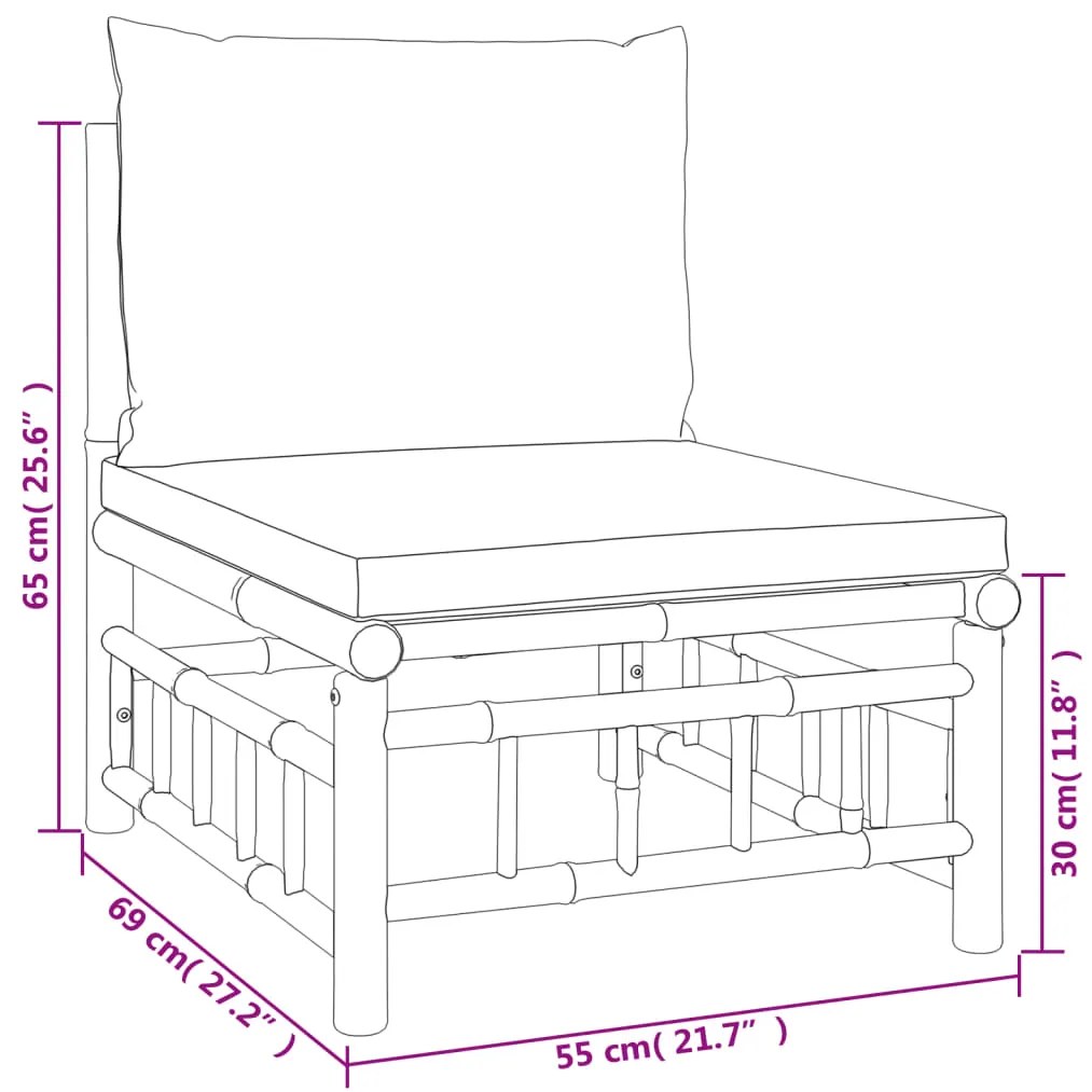 Set Salotto da Giardino 6pz con Cuscini Grigio Scuro Bambù