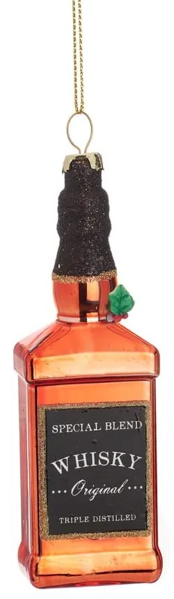 Decorazione per albero di natale in vetro fatta a mano 12 cm Whisky Bottle – Sass &amp; Belle