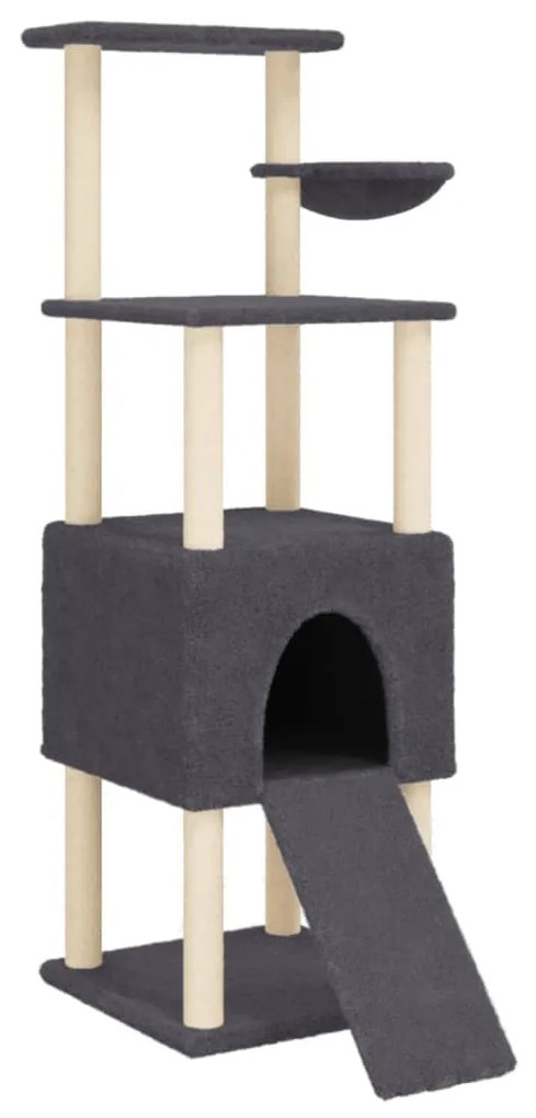 Albero per gatti con tiragraffi in sisal grigio scuro 153 cm